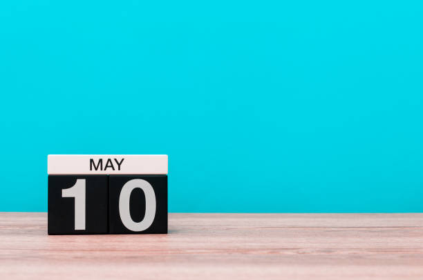 istock May 10th. Day 10 of month, calendar on turquoise background. Spring time, empty space for text. International or World Press Freedom Day 674138980