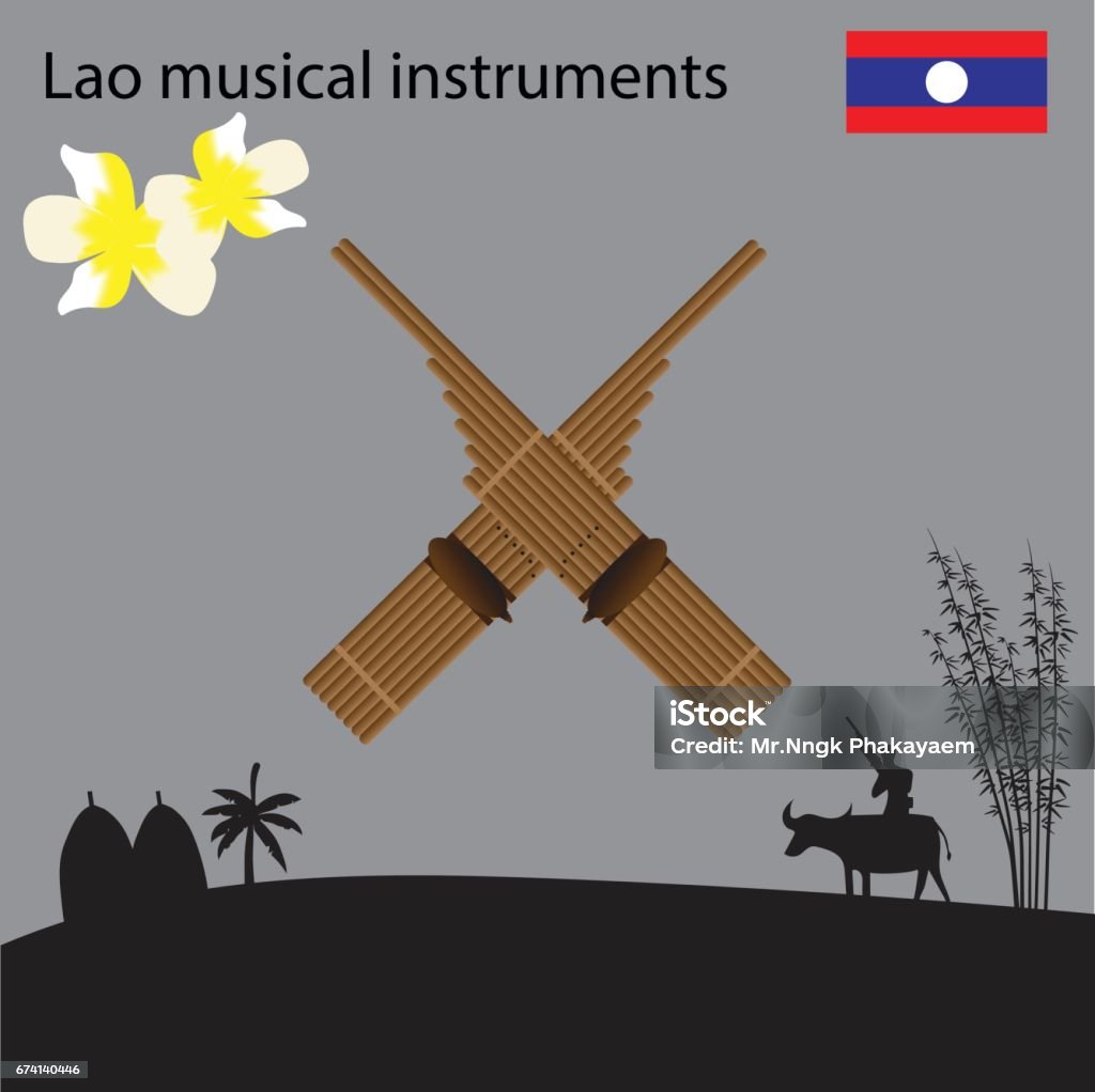 Lao musical instruments Arts Culture and Entertainment stock vector