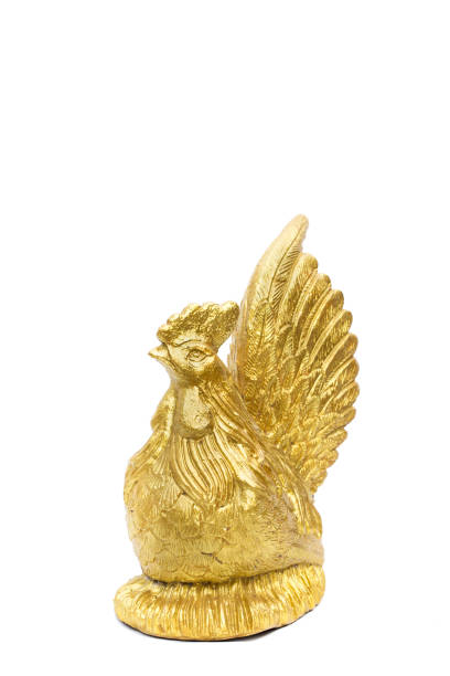 istock The statue stands as a golden chicken 674154570