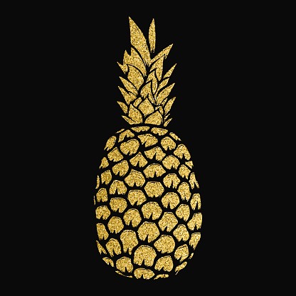pineapple gold illustration isolated on white background. Design elements for label, emblem, sign, menu. Vector illustration.