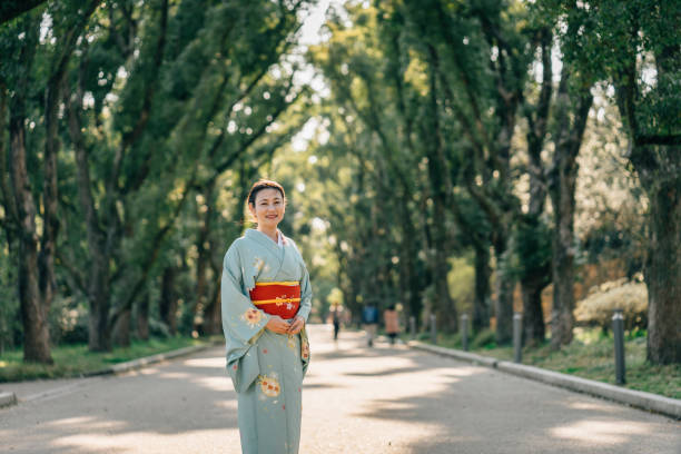 istock Japanese woman with typical yukata clothes 674170120