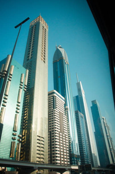 Dubai skyline, United Arab Emirates, Copy space. Nobody. Nikon.