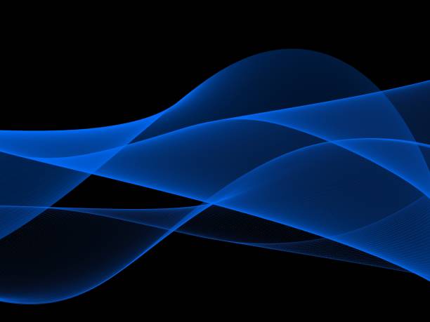 абстрактная светло-голубая волна на черном фоне - silk black backgrounds pattern stock illustrations
