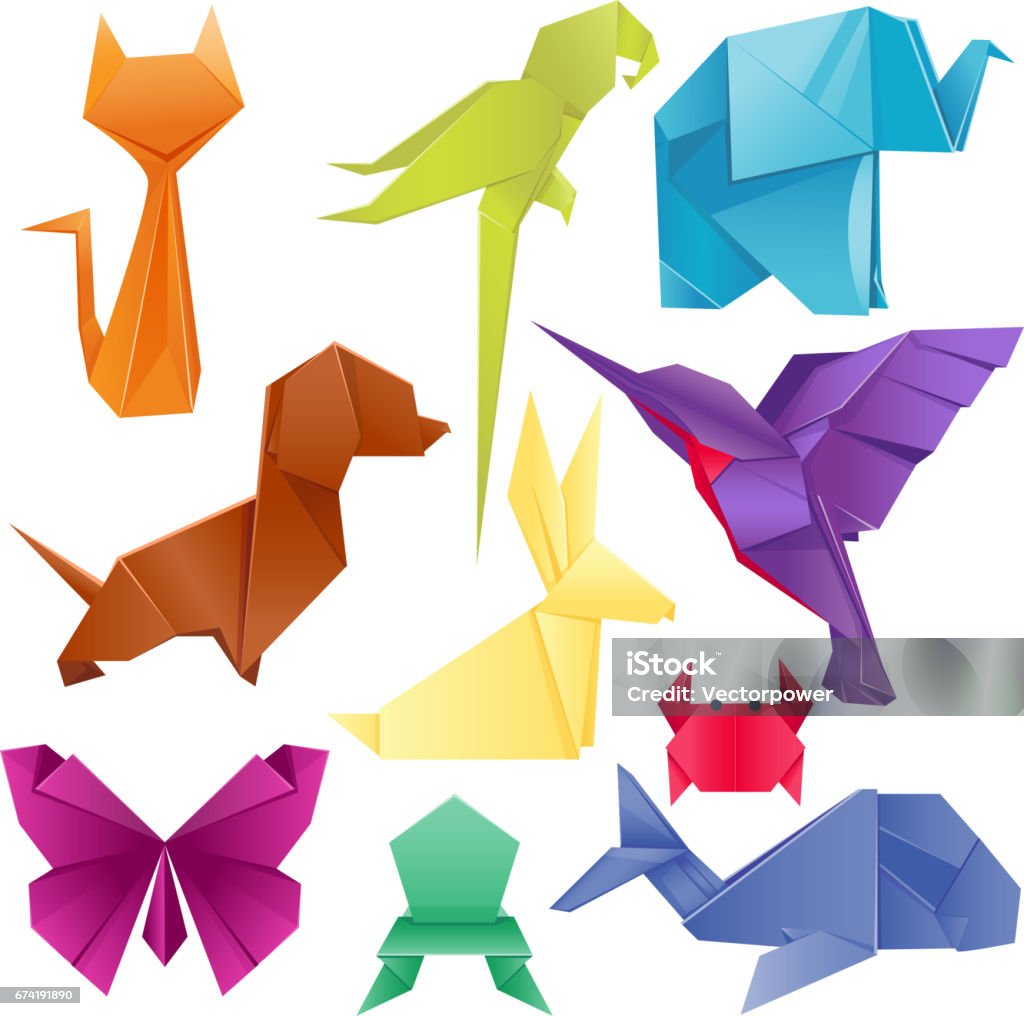 Animals Origami Set Japanese Folded Modern Wildlife Hobby Symbol Creative  Decoration Vector Illustration Stock Illustration - Download Image Now -  iStock