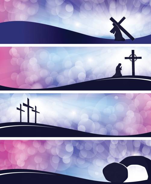 ilustraciones, imágenes clip art, dibujos animados e iconos de stock de jesús se vida - resurrection light religion sky