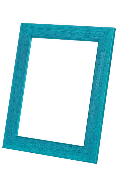 istock Blue wooden picture frame on a white background 674198898