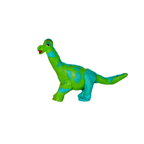 istock Plasticine  Dinosaur 3D sculpture isolated on white background 674206462
