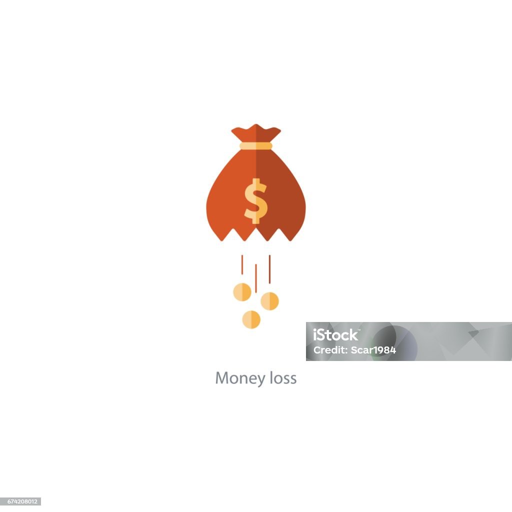 Licking money, financial crisis loss, budget management, expenses Financial loss icon, falling coins, big expenses, money deduction, maintenance cost, budget planning vector illustration Currency stock vector