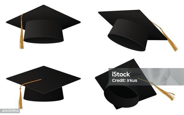 Graduation Cap Illustration Stock Illustration - Download Image Now - Mortarboard, Graduation, Hat