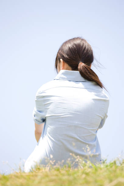 istock Rear view of women sit on the Hill 674214968
