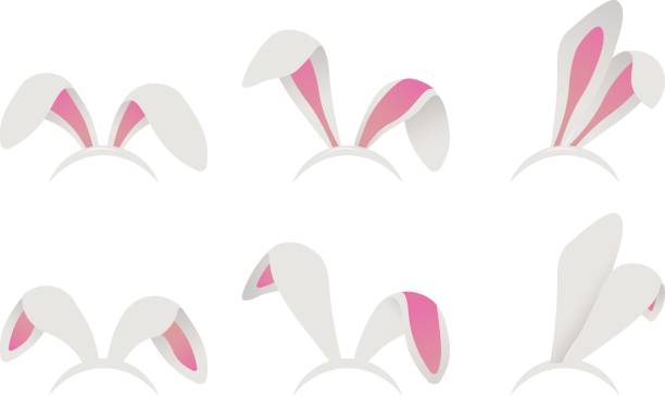 easter bunny ohren maske - hasenohren kostümierung stock-grafiken, -clipart, -cartoons und -symbole