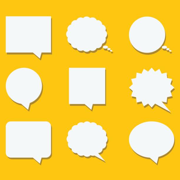 Blank empty white speech bubbles with shadows in flat style. Vector illustration. vector art illustration