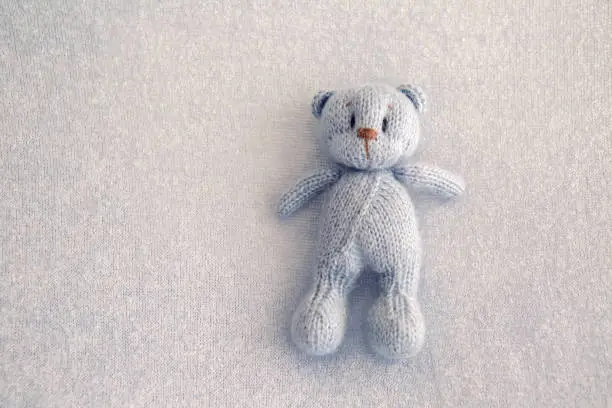 Photo of Blue teddy bear knitted toy