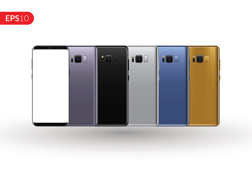 Mobile Front Types Phone Mobile Smartphone Front And Back View Design Composition Isolated ...