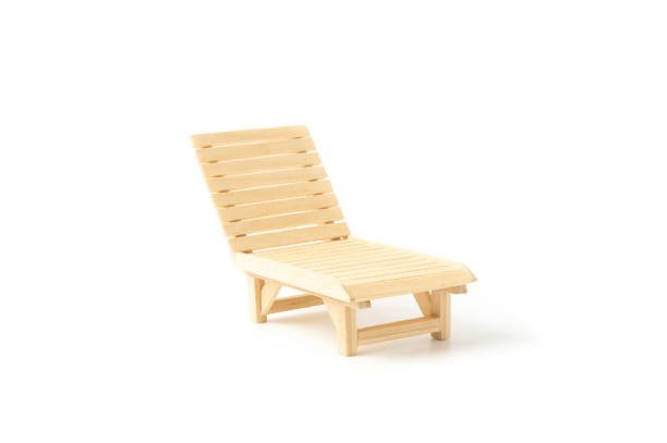 istock Wooden beach chair on white 674284856