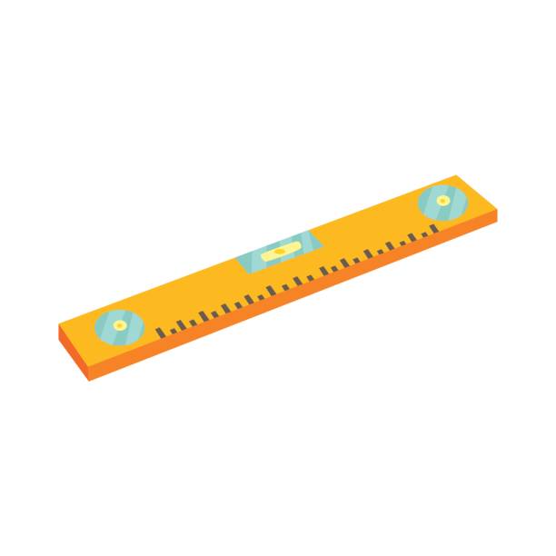 istock Yellow bubble level, device for checking the vertical and horizontal levels. Colorful cartoon vector Illustration 674286500