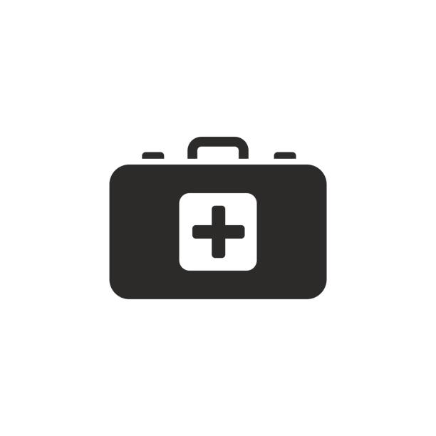 First aid kit flat icon. Health care This is a vector illustration of First aid kit flat icon. Health care doctors bag stock illustrations
