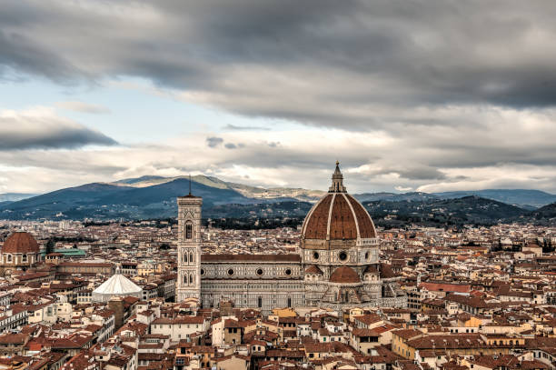 Top view of Firenze and Santa Maria del Fiore, Italy stock photo