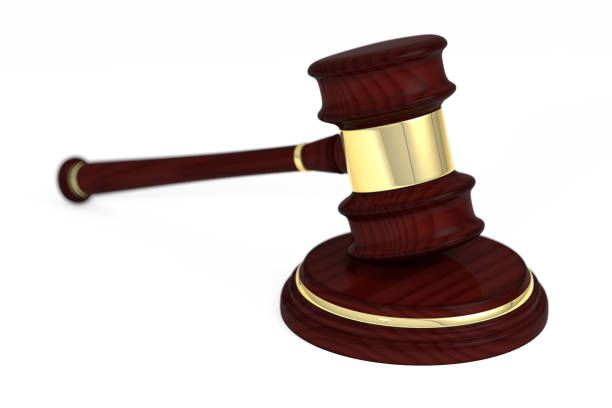 istock Wooden judge gavel and soundboard 674313376