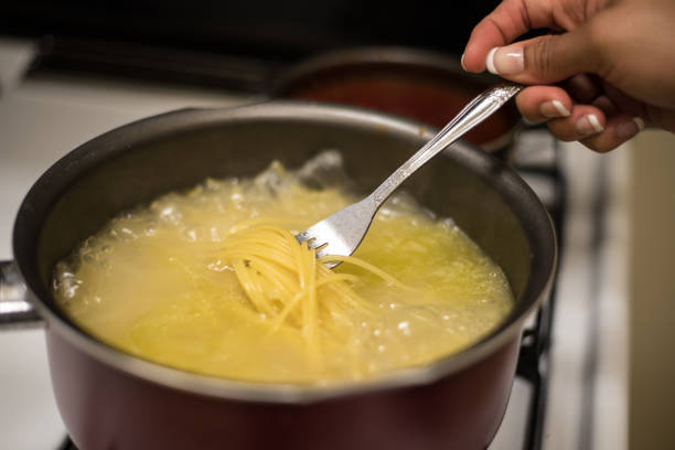 Boiling Pot of Spaghetti stock photo