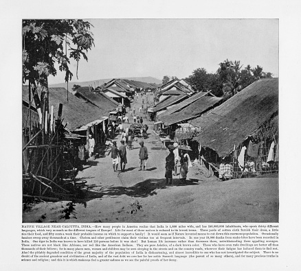 Antique India Photograph: Native Village Near Calcutta, India, 1893. Source: Original edition from my own archives. Copyright has expired on this artwork. Digitally restored.