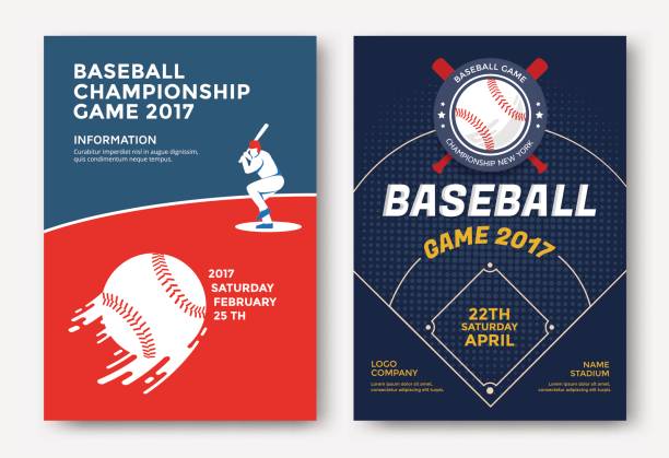 бейсбол игры плакат - baseball player baseball batting sport stock illustrations
