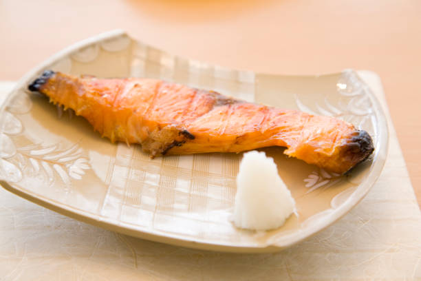 istock Salmon fillets with grated daikon radish 674331332