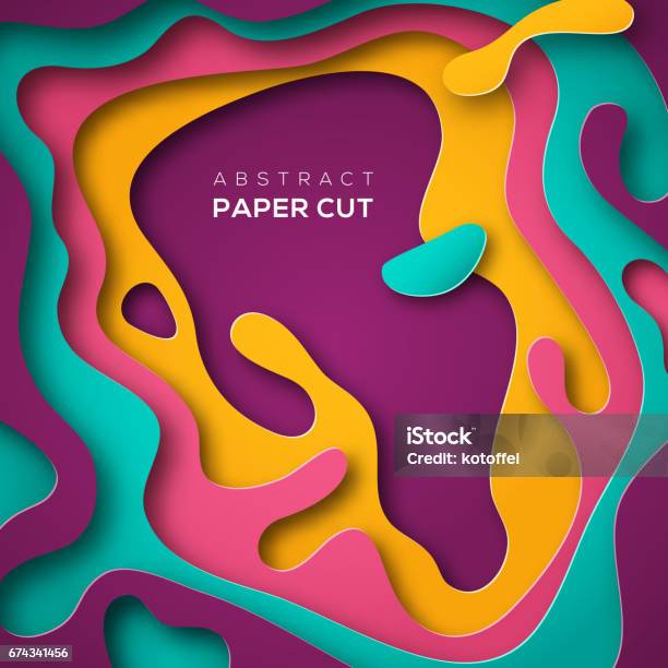 Abstract Poster With Paper Cut Shape Stock Illustration - Download Image Now - Fun, Form - Document, Abstract