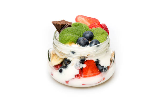 istock Delicious and healthy dessert on a white background 674347550