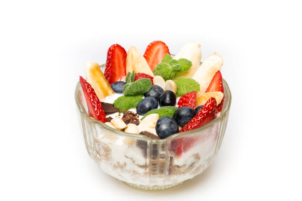 istock Delicious and healthy dessert on a white background 674347554