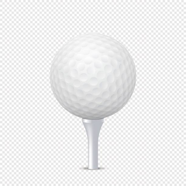 ilustraciones, imágenes clip art, dibujos animados e iconos de stock de vectores blanco golf realista bola la plantilla en tee - aislado. plantilla de diseño en eps10 - pelota de golf