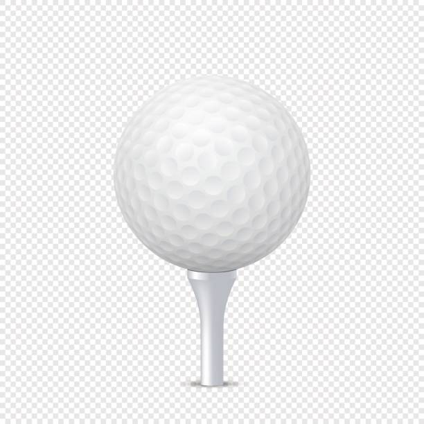 illustrations, cliparts, dessins animés et icônes de vector blanc réaliste golf ball modèle sur té - isolée. modèle de conception dans eps10 - balle golf