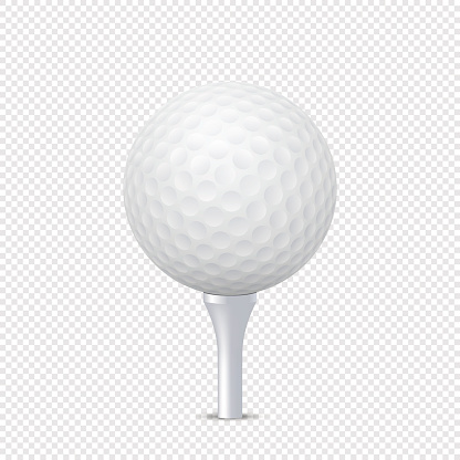 Vector white realistic golf ball template on tee - isolated. Design template, EPS10 illustration.