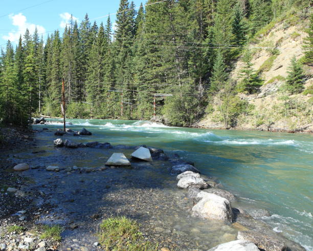 río kananaskis - rafting beauty in nature blue canada fotografías e imágenes de stock