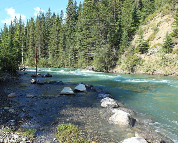 kananaskis river - rafting beauty in nature blue canada imagens e fotografias de stock