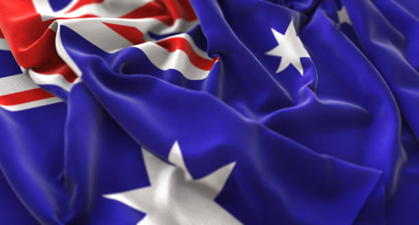 istock Australia Flag Ruffled Beautifully Waving Macro Close-Up Shot 674407526