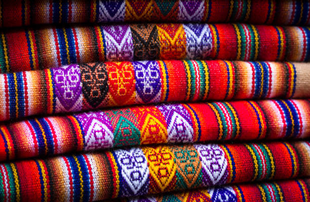 istock Pile of Vibrant Peruvian Woven Textiles (Close-Up) 674413460