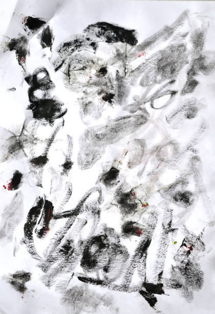 istock black brush strokes oil paints on white paper. 674414372