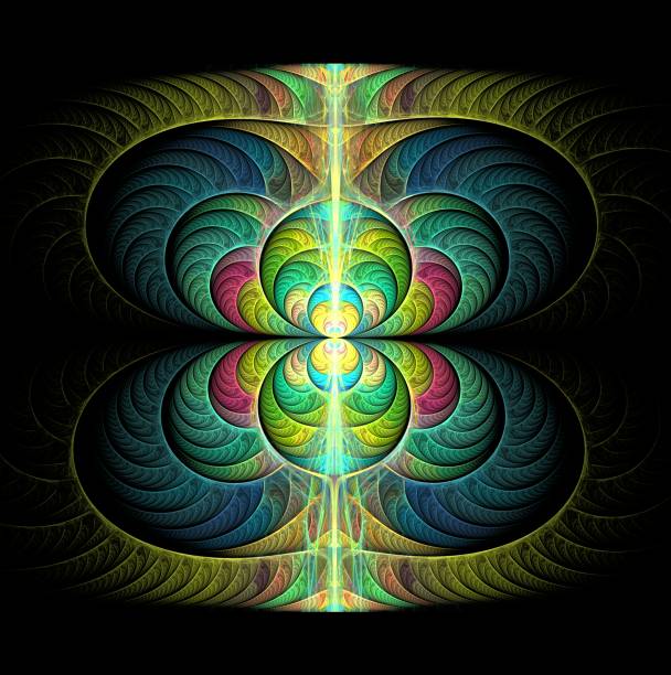 istock Abstract Colorful simmetric digital fractal art illustration 674417696