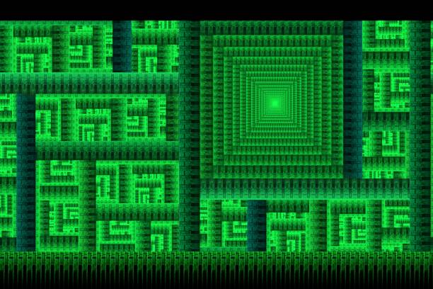 istock Fantasy fractal design in abstract emerald green square colors. 674417702