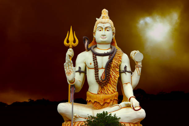 Huge Shiva Statue at Nageshwar Jyotirlinga Temple stock photo