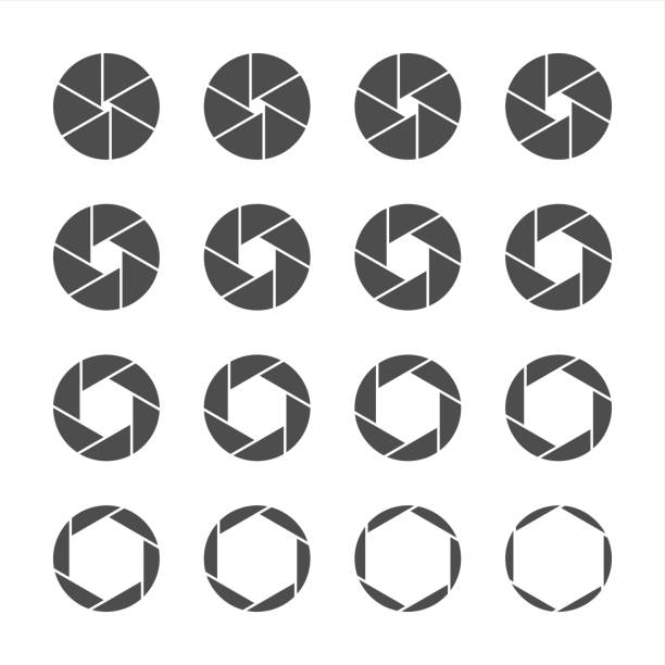 Shutter Icons - Gray Series Shutter Icons Gray Series Vector EPS File. aperture stock illustrations