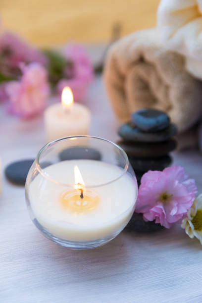 istock spa with candle and flower 674423898