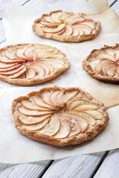 istock Apple pie on the thin crust with sugar and cinnamon. Apple tart with ricotta cheese and cinnamon. Apple's slices. Piece of pie. 674430670