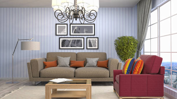 istock Interior living room. 3d illustration 674434022