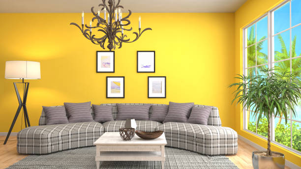 istock Interior living room. 3d illustration 674434200