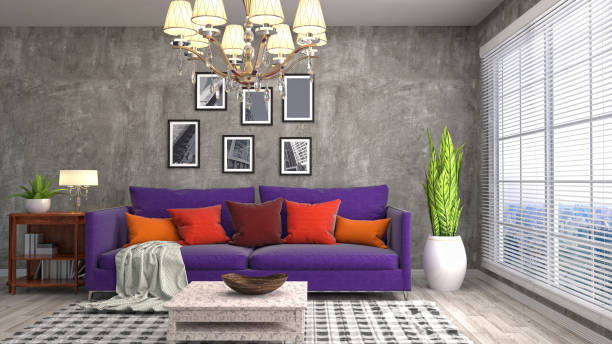 istock Interior living room. 3d illustration 674434208