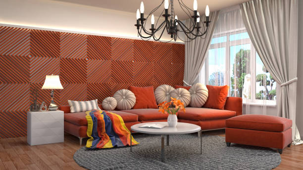 istock Interior living room. 3d illustration 674434212