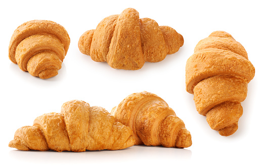 Croissant isolated on white background. Collection.
