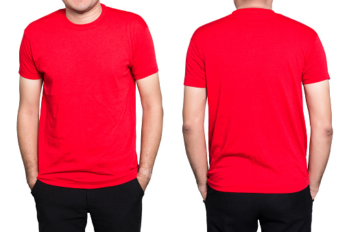 Grine solid Adept Man Red Tshirt Stock Photo - Download Image Now - T-Shirt, Red, Men - iStock